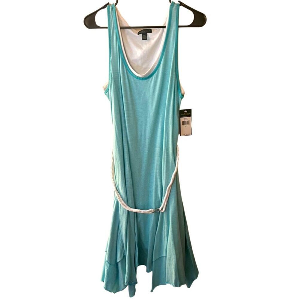 LRL Double Layered Striped Rope Waist Dress Size L